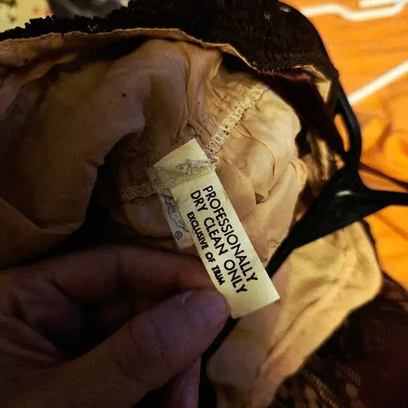 Vintage 1970's brown lace tie shoulder maxi dress size 8 - Picture 5 of 6